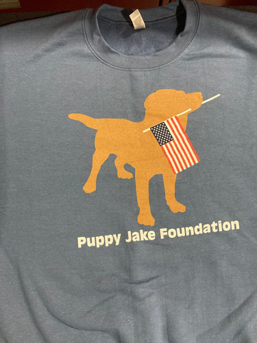 Sweatshirt with dog holding flag in its mouth